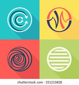 Abstract circle logo set, o leter logo, design template element