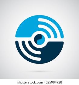 Abstract circle logo template. Abstract blue hands holding a water drop.