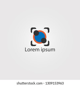 abstract circle logo with triangle every corner, illustration -vector