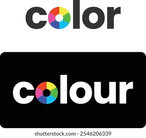 Abstractas logo circular. Diseño tipográfico del color. Una rueda colorida. Ilustración vectorial Corporativa en blanco y negro