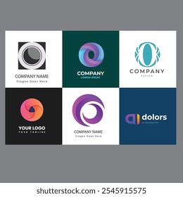 abstract circle loop modern logo template Creative Gradient O Logo Collection Set of gradient o logo collection with black and white