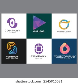 bucle de círculo abstracto Plantilla de logotipo moderno Gradiente creativo O Logo Colección Conjunto de gradiente o logo colección con blanco y negro