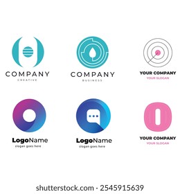 abstrato círculo modelo de logotipo moderno Gradiente criativo O Logo Collection Conjunto de gradiente o logo collection com preto e branco
