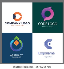 abstract circle loop modern logo template Creative Gradient O Logo Collection Set of gradient o logo collection with black and white