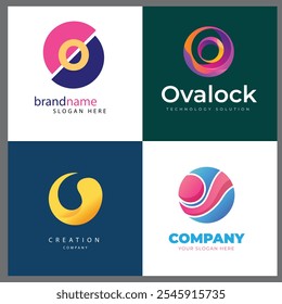 abstrato círculo modelo de logotipo moderno Gradiente criativo O Logo Collection Conjunto de gradiente o logo collection com preto e branco