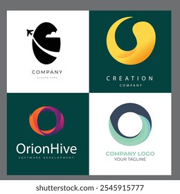 abstract circle loop modern logo template Creative Gradient O Logo Collection Set of gradient o logo collection with black and white