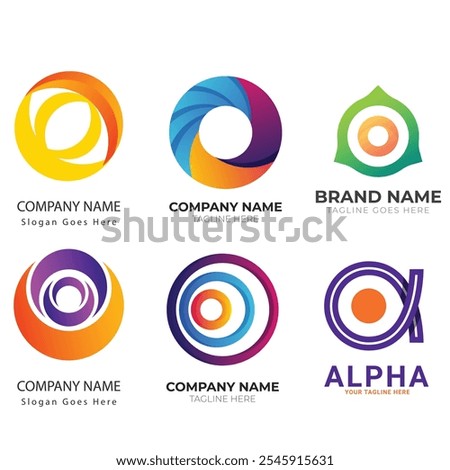 abstract circle loop modern logo template Creative Gradient O Logo Collection Set of gradient o logo collection with black and white