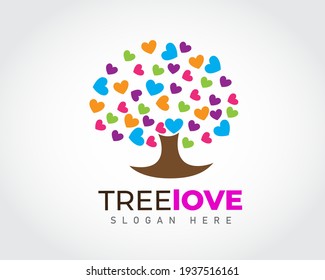 abstract circle love tree logo symbol design illustration inspiration