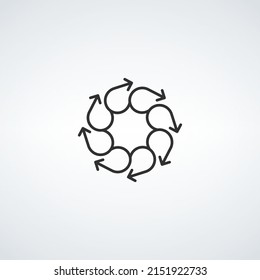 Circunferencia abstracta hecha de flechas curvas para infografía. Plantilla de diseño del logotipo de dirección logística. Ilustración vectorial de material aislada en fondo blanco.