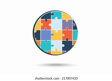 Abstract circle made of puzzle pieces, vector  illustration