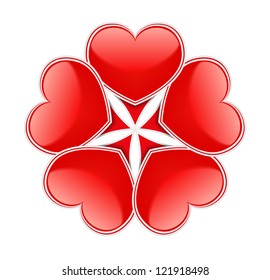 Abstract circle made of red hearts, vector eps10 illustration