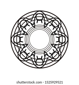 Abstract Circle mandala with flower for Henna, Mehndi, tattoo, decoration, wrapping, wall, carpet. Decorative ornament in ethnic oriental style vector illustration. Black and White background.