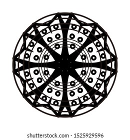 Abstract Circle mandala with flower for Henna, Mehndi, tattoo, decoration, wrapping, wall, carpet. Decorative ornament in ethnic oriental style vector illustration. Black and White background.
