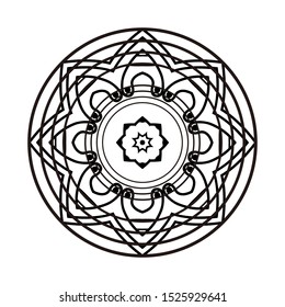 Abstract Circle mandala with flower for Henna, Mehndi, tattoo, decoration, wrapping, wall, carpet. Decorative ornament in ethnic oriental style vector illustration. Black and White background.