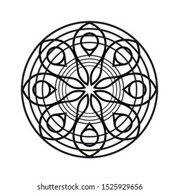 Abstract Circle mandala with flower for Henna, Mehndi, tattoo, decoration, wrapping, wall, carpet. Decorative ornament in ethnic oriental style vector illustration. Black and White background.