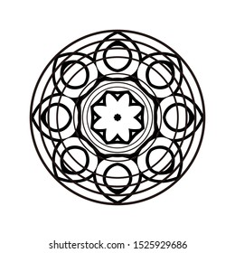 Abstract Circle mandala with flower for Henna, Mehndi, tattoo, decoration, wrapping, wall, carpet. Decorative ornament in ethnic oriental style vector illustration. Black and White background.