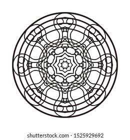 Abstract Circle mandala with flower for Henna, Mehndi, tattoo, decoration, wrapping, wall, carpet. Decorative ornament in ethnic oriental style vector illustration. Black and White background.