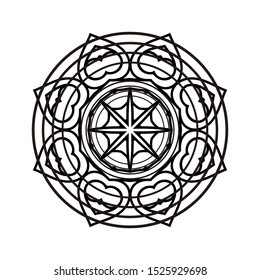 Abstract Circle mandala with flower for Henna, Mehndi, tattoo, decoration, wrapping, wall, carpet. Decorative ornament in ethnic oriental style vector illustration. Black and White background.
