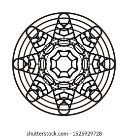 Abstract Circle mandala with flower for Henna, Mehndi, tattoo, decoration, wrapping, wall, carpet. Decorative ornament in ethnic oriental style vector illustration. Black and White background.