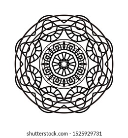 Abstract Circle mandala with flower for Henna, Mehndi, tattoo, decoration, wrapping, wall, carpet. Decorative ornament in ethnic oriental style vector illustration. Black and White background.
