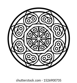 Abstract Circle mandala with flower for Henna, Mehndi, tattoo, decoration, wrapping, wall, carpet. Decorative ornament in ethnic oriental style vector illustration. Black and White background.