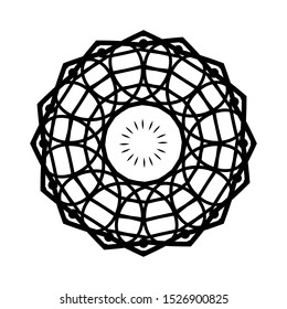 Abstract Circle mandala with flower for Henna, Mehndi, tattoo, decoration, wrapping, wall, carpet. Decorative ornament in ethnic oriental style vector illustration. Black and White background.