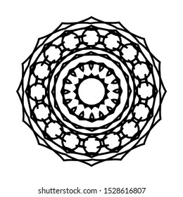 Abstract Circle mandala with flower for Henna, Mehndi, tattoo, decoration, wrapping, wall, carpet. Decorative ornament in ethnic oriental style vector illustration. Black and White background.