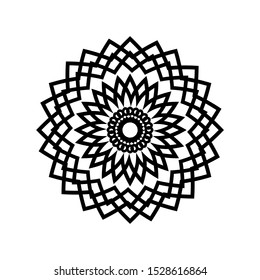 Abstract Circle mandala with flower for Henna, Mehndi, tattoo, decoration, wrapping, wall, carpet. Decorative ornament in ethnic oriental style vector illustration. Black and White background.