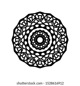 Abstract Circle mandala with flower for Henna, Mehndi, tattoo, decoration, wrapping, wall, carpet. Decorative ornament in ethnic oriental style vector illustration. Black and White background.