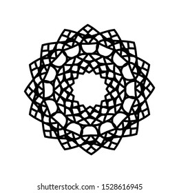 Abstract Circle mandala with flower for Henna, Mehndi, tattoo, decoration, wrapping, wall, carpet. Decorative ornament in ethnic oriental style vector illustration. Black and White background.