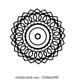 Abstract Circle mandala with flower for Henna, Mehndi, tattoo, decoration, wrapping, wall, carpet. Decorative ornament in ethnic oriental style vector illustration. Black and White background.