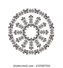 Abstract Circle mandala with flower for Henna, Mehndi, tattoo, decoration, print, wrapping, wall, carpet. Decorative ornament in ethnic oriental style vector illustration. Black and White background.