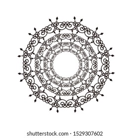 Abstract Circle mandala with flower for Henna, Mehndi, tattoo, decoration, print, wrapping, wall, carpet. Decorative ornament in ethnic oriental style vector illustration. Black and White background.