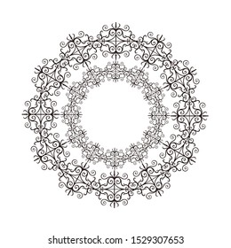 Abstract Circle mandala with flower for Henna, Mehndi, tattoo, decoration, print, wrapping, wall, carpet. Decorative ornament in ethnic oriental style vector illustration. Black and White background.