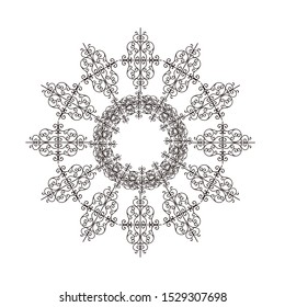 Abstract Circle mandala with flower for Henna, Mehndi, tattoo, decoration, print, wrapping, wall, carpet. Decorative ornament in ethnic oriental style vector illustration. Black and White background.