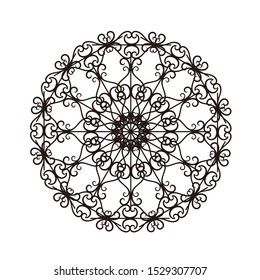 Abstract Circle mandala with flower for Henna, Mehndi, tattoo, decoration, print, wrapping, wall, carpet. Decorative ornament in ethnic oriental style vector illustration. Black and White background.