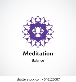 abstract circle mandala symbol vector illustration of yoga and meditation logo emblem. health care and relaxation concept