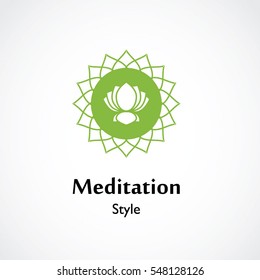 abstract circle mandala symbol vector illustration of yoga and meditation logo emblem. health care and relaxation concept