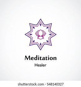 abstract circle mandala symbol vector illustration of yoga and meditation logo emblem. health care and relaxation concept