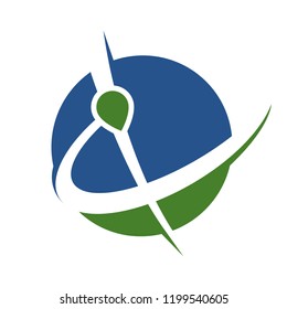 Abstract circle Map Pin swoosh Logo Design Element with green blue color