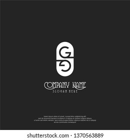 símbolo simple de círculo abstracto, concepto de diseño de letras del logotipo GG con fondo gris
