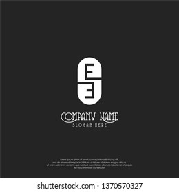 abstract circle modern simple symbol, EE logo letters design concept with gray background
