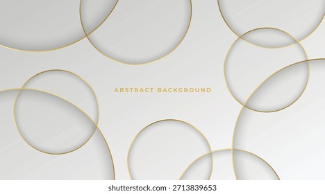 Abstract Circle Modern White and Gold Luxury Background with Paper Cut Style, Elegant Geometric Design