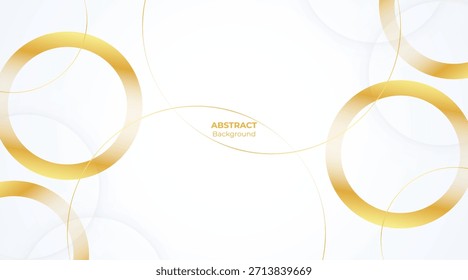 Fondo de lujo blanco y dorado moderno del círculo Abstractas con el estilo del papel cortado, diseño geométrico elegante