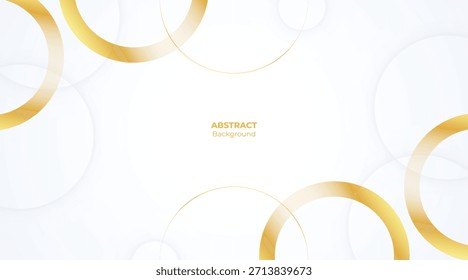Fondo de lujo blanco y dorado moderno del círculo Abstractas con el estilo del papel cortado, diseño geométrico elegante