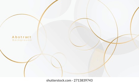 Abstrakter Kreis Moderner weißer und goldener Luxus-Hintergrund mit Papierschnitt-Stil, elegantes geometrisches Design