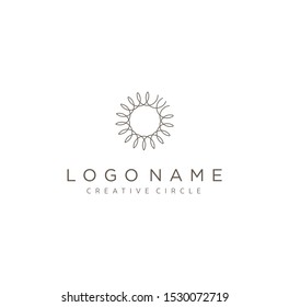 Abstract Circle Monogram Logo line Symbol Template Design Vector 
