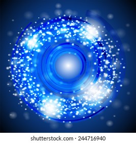 Abstract Circle motion background in blue tones 