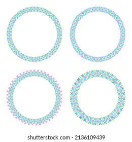 Abstract circle multicolor border pattern for decorative round frame. Vector art.