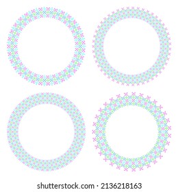 Abstract circle multicolor border pattern for decorative round frame. Vector art.